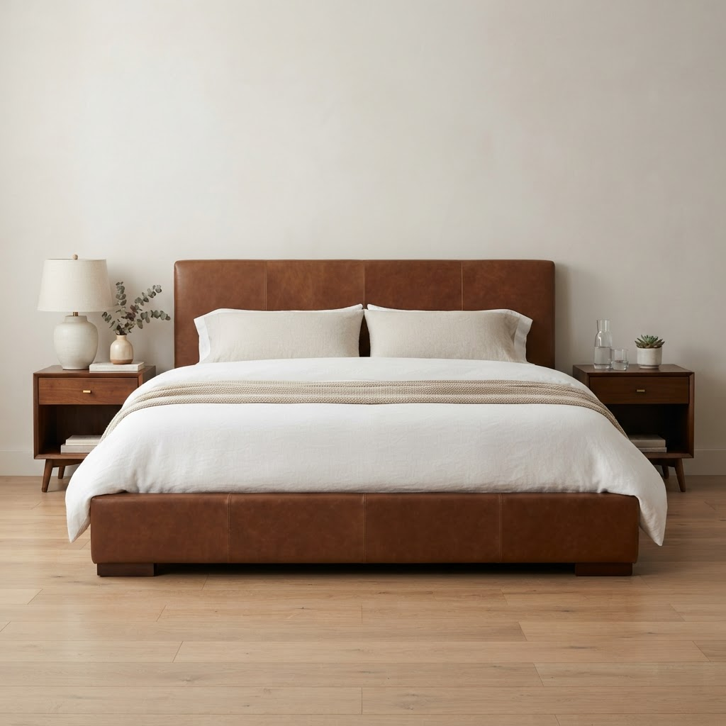 Orion Leather Platform Bed