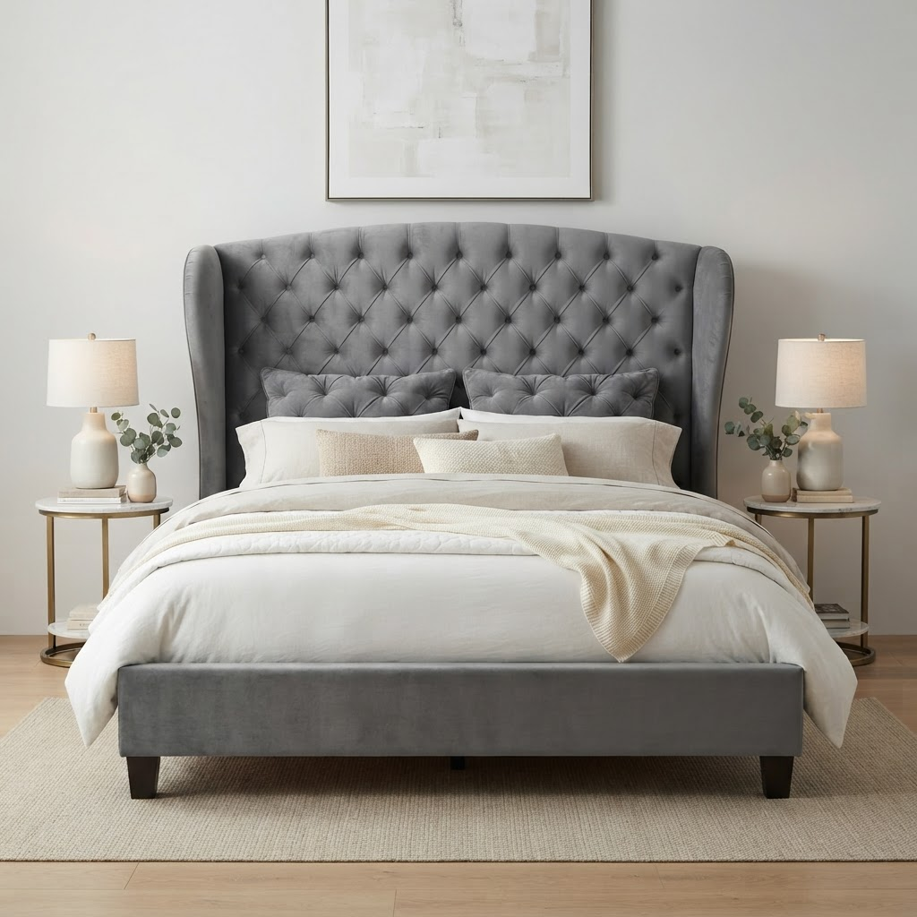 Vienna Tufted Wingback Bed